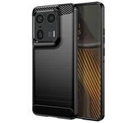 Coque pour Motorola Edge 50 Ultra Souple Effet Carbone et Brossé Noir