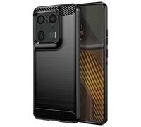 Coque pour Motorola Edge 50 Ultra Souple Effet Carbone et Brossé Noir