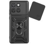 Coque pour Motorola Edge 60 Fusion avec Bague Support et Cache Caméra Coulissant Noir