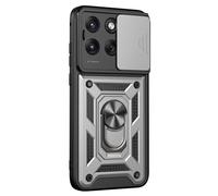 Coque pour Motorola Edge 70 Fusion avec Bague Support et Cache Caméra Coulissant Argent