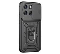 Coque pour Motorola Edge 70 Fusion avec Bague Support et Cache Caméra Coulissant Noir