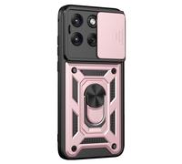 Coque pour Edge 70 Fusion, Bague Support et Cache Caméra Coulissant Rose