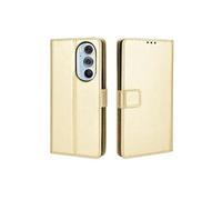 Coque pour Motorola Edge Plus 2022 Protection Antichoc Effet Etui Cuir et Intérieur TPU avec Porte-Cartes Fonction de Suppport Doré