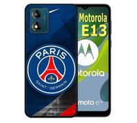 Coque pour motorola moto e13 - psg paris saint germain metalise - silicone - noir