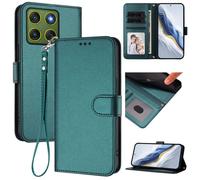 Coque Pour Motorola Moto Edge 70 5G - X70 Air 5G, Housse de téléphone en cuir uni avec cadre 3 cartes - Vert blue COQUE PT18