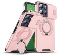 Coque pour Motorola Moto G 5G 2025 avec protection d'appareil photo coulissante, protecteur d'appareil photo, magnétique hybride, robuste, protection militaire, antichoc pour Motorola G 5G 2025 (rose)