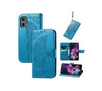 Coque pour Motorola MOTO G Stylus 5G 2024 Etui en PU avec Porte Cartes Papillon Portefeuille Magnétique Bleu
