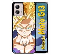 Coque Pour Motorola Moto G13 - Dbz San Gohan Super Sayen 2 Ssj2 - Silicone - Noir