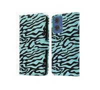 Coque pour Motorola Moto G24,Motorola Moto G04 Similicuir Noir Blue Stripes