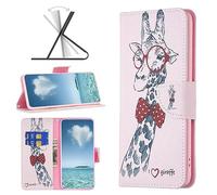 COQUE pour Motorola Moto G34 5G Case, Motorola Moto G34 5G Card Slot Color Pattern Wallet Case-Girafe