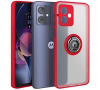 Avizar Coque pour Motorola Moto G54 Bague métallique support vidéo Rouge