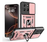 Coque pour Motorola Moto G56 5G avec protection d'appareil photo coulissante, protection d'appareil photo, anneau magnétique hybride robuste, béquille, armure militaire antichoc pour Motorola G56 5G