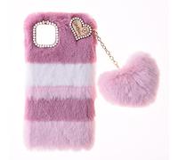 Coque pour Motorola Moto G57 Power Coque de Protection Fluffy Fur Plush Housse TPU Bumper Etui Antichoc Soft Warm Love Bling Cover Fluffy Fur Skin Phone Case pour Motorola Moto G57 Power,Collage Rose