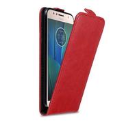 cadorabo Coque pour Motorola Moto G5S Plus en Rouge DE Pomme - Housse Protection en Style Flip avec Fermoire Magnétique - Etui Poche Folio Case Cover