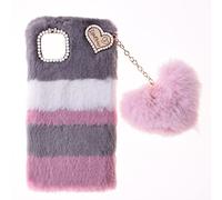 Coque pour Motorola Moto G67 Power Coque de Protection Fluffy Fur Plush Housse TPU Bumper Etui Antichoc Soft Warm Love Bling Cover Fluffy Fur Skin Phone Case pour Motorola Moto G67 Power,Collage Gris