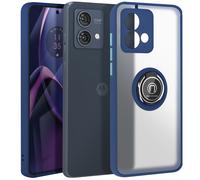 Coque pour Motorola Moto G84 Bague Métallique Support Vidéo Bleu nuit