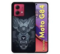 Coque Pour Motorola Moto G84 - Loup Fond Gris - Silicone - Noir