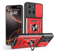 Coque pour Motorola Moto G86 5G avec protection d'appareil photo coulissante, protection d'appareil photo, anneau magnétique hybride robuste, béquille, armure militaire antichoc pour Motorola G86 5G