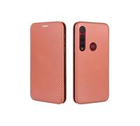 Coque pour Motorola MOTO One Macro /G8 Play Premium en Cuir PU Fibre de Carbone Flip Case avec Fentes pour Cartes Fermeture Magnétique Stand Housse
