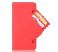 Coque pour Motorola Moto One Zoom,Flip magnétique rétro,étui de téléphone en Cuir PU,Conception de Portefeuille avec Fentes de Carte Amovibles -Red