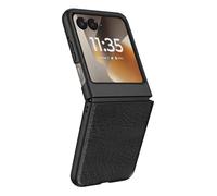Coque pour Motorola Razr 70 Effet Cuir Croco avec Écran Externe Dégagé Noir
