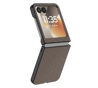 Coque pour Motorola Razr 70 Effet Fibres de Carbone Rigide Beige