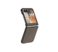 Coque pour Motorola Razr 70 Effet Fibres de Carbone Rigide Beige