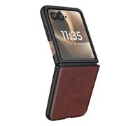 Coque pour Motorola Razr 70 Ultra Effet Cuir Croco avec Écran Externe Dégagé Marron
