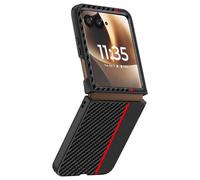 Coque pour Motorola Razr 70 Ultra Effet Fibres de Carbone Protection Rigide Noir / Rouge