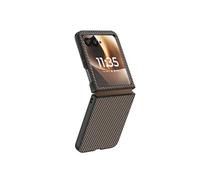 Coque pour Motorola Razr 70 Ultra Effet Fibres de Carbone Rigide Beige