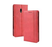 Coque pour Nokia 2.2,Flip magnétique rétro,étui de téléphone en Cuir PU,Conception de Portefeuille avec 3 Fentes à Cartes et 1 Pince à Argent -Red