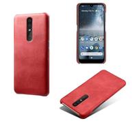 Coque pour Nokia 4.2,Anti-dérapage,Protection Contre Les Chutes,Coquille arrière Simple de Couleur Solide,Design en Cuir d'imitation en Plastique-Red