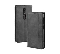Coque pour Nokia 4.2,Flip magnétique rétro,étui de téléphone en Cuir PU,Conception de Portefeuille avec 3 Fentes à Cartes et 1 Pince à Argent -Black