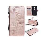 Coque pour Nokia 4.2 ZURSANA Papillon de Protection Etui à Rabat en Cuir PU avec Porte-cartes Magnétique Compatible avec Nokia 4.2 Rose