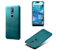 Coque pour Nokia 7.1,Anti-dérapage,Protection Contre Les Chutes,Coquille arrière Simple de Couleur Solide,Design en Cuir d'imitation en Plastique-Green
