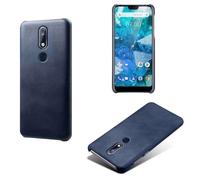 Coque pour Nokia 7.1,Anti-dérapage,Protection Contre Les Chutes,Coquille arrière Simple de Couleur Solide,Design en Cuir d'imitation en Plastique-Blue