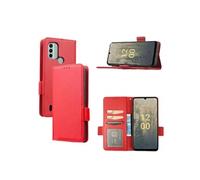 Coque pour NOKIA C31 4G Etui portefeuille magnétique PU Cuir côté boucle de boucle - Rouge