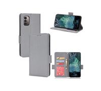 Coque pour Nokia G11 Etui portefeuille magnétique PU Cuir côté boucle de boucle - Gris