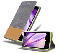 cadorabo Coque pour Nokia Lumia 630 en Gris Clair Marron - Housse Protection avec Fermoire Magnétique, Stand Horizontal et Fente Carte - Portefeuille Etui Poche Folio Case Cover