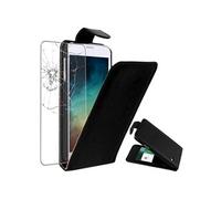 Ebeststar ® Pour Nokia Lumia 735 730 Dual - Housse Coque Etui Simili Cuir À Rabat Vertical + 1 Verre Trempé, Couleur Noir