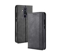 Coque pour Nokia X7,Flip magnétique rétro,étui de téléphone en Cuir PU,Conception de Portefeuille avec 3 Fentes à Cartes et 1 Pince à Argent -Black