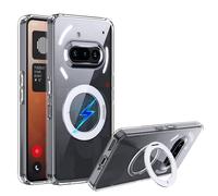 Coque pour Nothing Phone 3a Case Compatible avec MagSafe Support Béquille 360° Magnétique Anneau Béquille Intégré, PC Étui de Protection Anti-Poussière Coque pour iNothing Phone 3a-Transparente