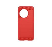 Coque pour OnePlus 11 Renforcée Souple Effet Carbone Brossé Rouge