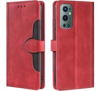Coque Pour Oneplus 9 Pro Etui, Housse Premium Pu Portefeuille Livre Protection Magnétique Carte Fentes Stand Fonction Pour Oneplus 9 Pro. Rouge