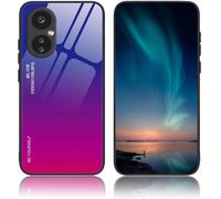 Coque Pour Oneplus Nord Ce 3 Lite 5g ¿ Ultra Fine Anti-Chocs En Silicone Tpu, Bumper Souple Avec Dos En Verre Trempé Effet Dégradé Élégant Bleu-Rouge