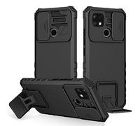 Coque pour Oppo A15 / Oppo A15S, Protection de la Caméra Étui avec Lentille Coulissante Couverture, 360 Degres Full Body Armor et Antichoc Durable Protecteur Bumper Support stéréo Housse Étui, Noir