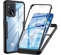 Coque Pour Oppo A16 / A16s / A54s, Transparent Housse Avec Protection Écran, 360 Degrés Double Protection Antichoc Coque Silicone Intégrale Etui Pour Oppo A16 / Oppo A16s / Oppo A54s, Noir