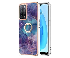 Coque pour OPPO A16/OPPO A16s Marbre,Housse étui gel en silicone Paillette Marbre Texture avec Rotation Bague 360 °Stand Holder anti-dérapant pour OPPO A16/OPPO A16s pare-chocs TPU Souple,Pourpre