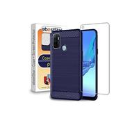 ebestStar - Coque pour Oppo A53S, A53, Etui Protection Motif Carbone, Antichoc Souple TPU, Bleu Foncé + Verre Trempé