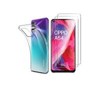 Coque pour Oppo A54 5G et 2 Verres Trempé - Protection Silicone Souple Film Vitre Protection Ecran